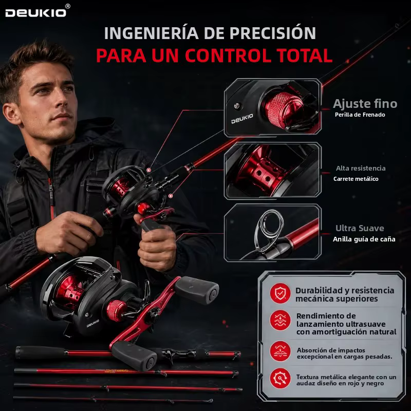 DEUKIO Combo de Caña y Carrete de Pesca de Viaje - imagen 2