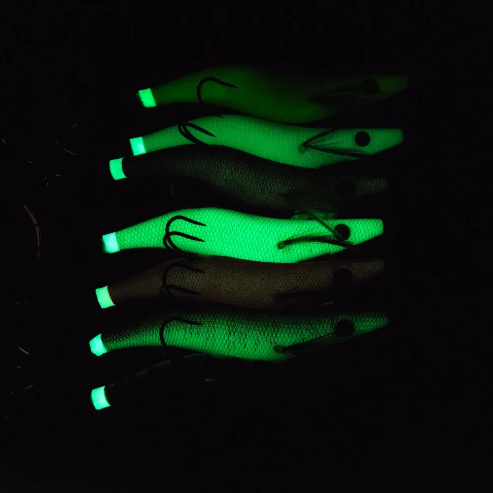 Egi Squid Jig con hoja Willow y doble anzuelo luminoso nocturno - imagen 4