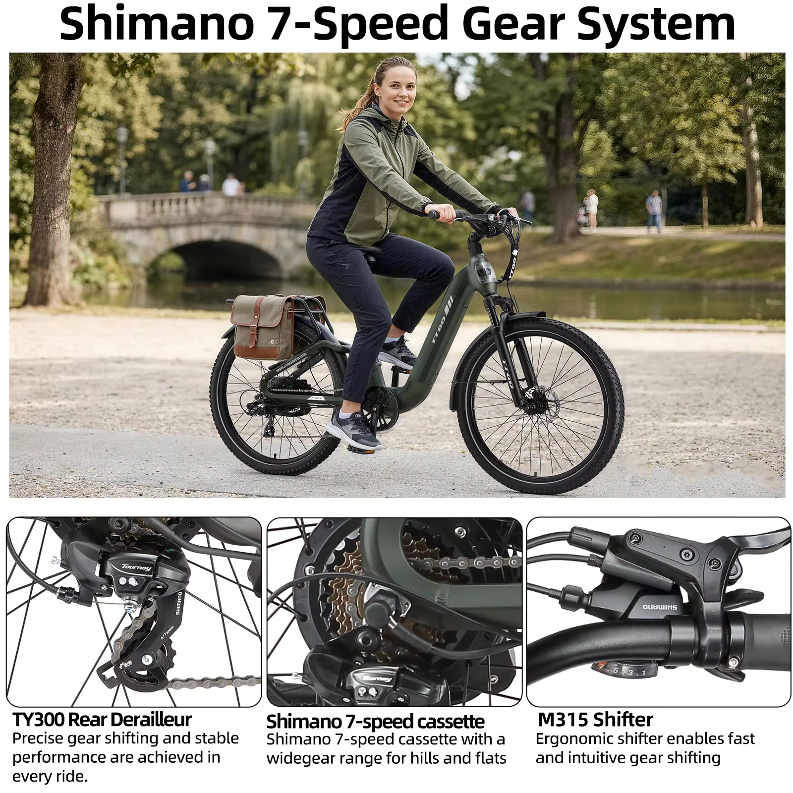 Pantalla LCD, frenos hidráulicos y cuadro de la e-bike E-SUVO-S6