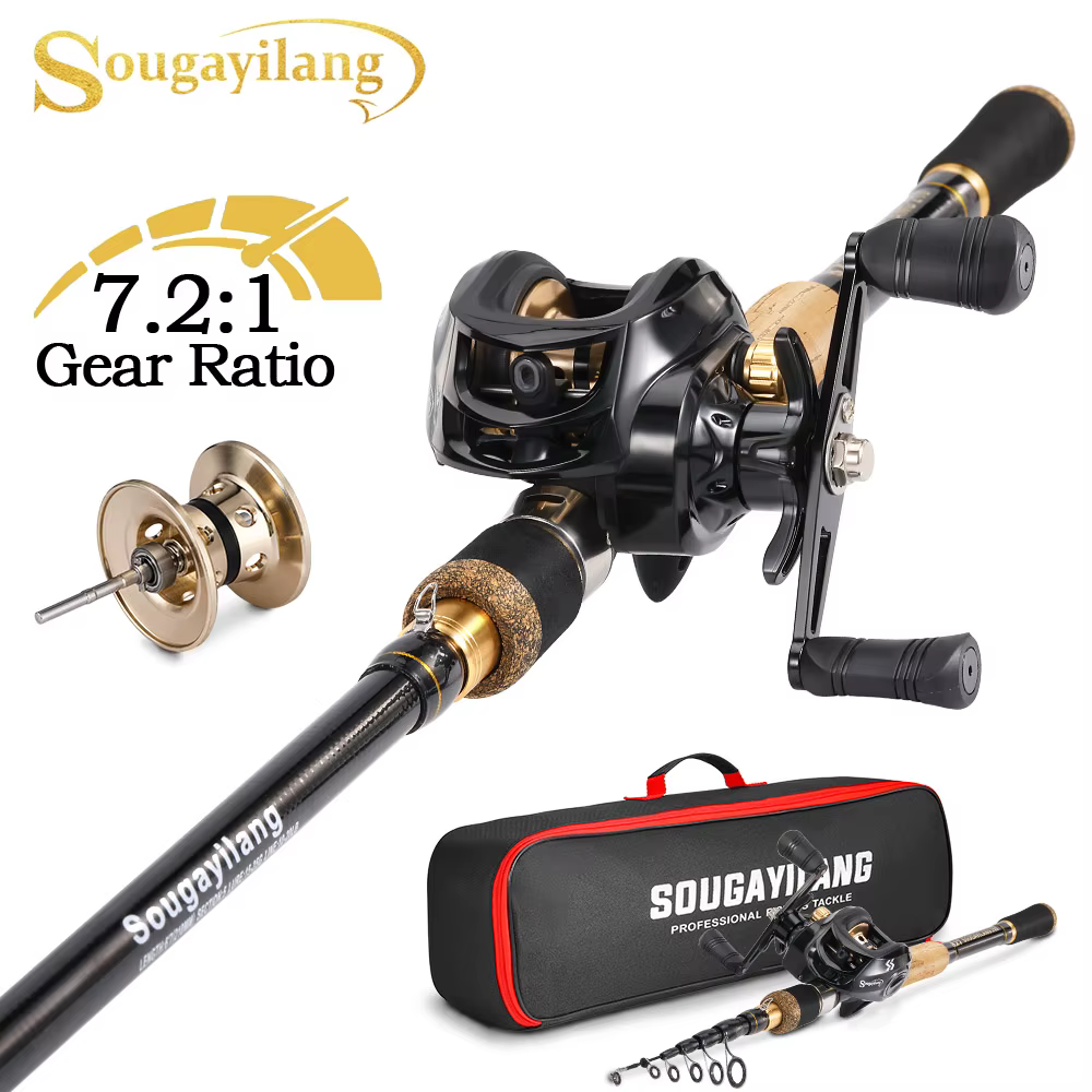 Sougayilang Baitcasting Telescopica – Caña y Carrete para Lubina - imagen 2