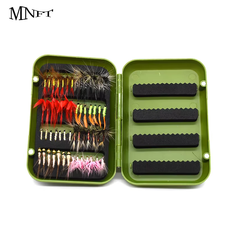 Kit moscas artificiales para trucha y lubina – Secas, húmedas y serpentinas