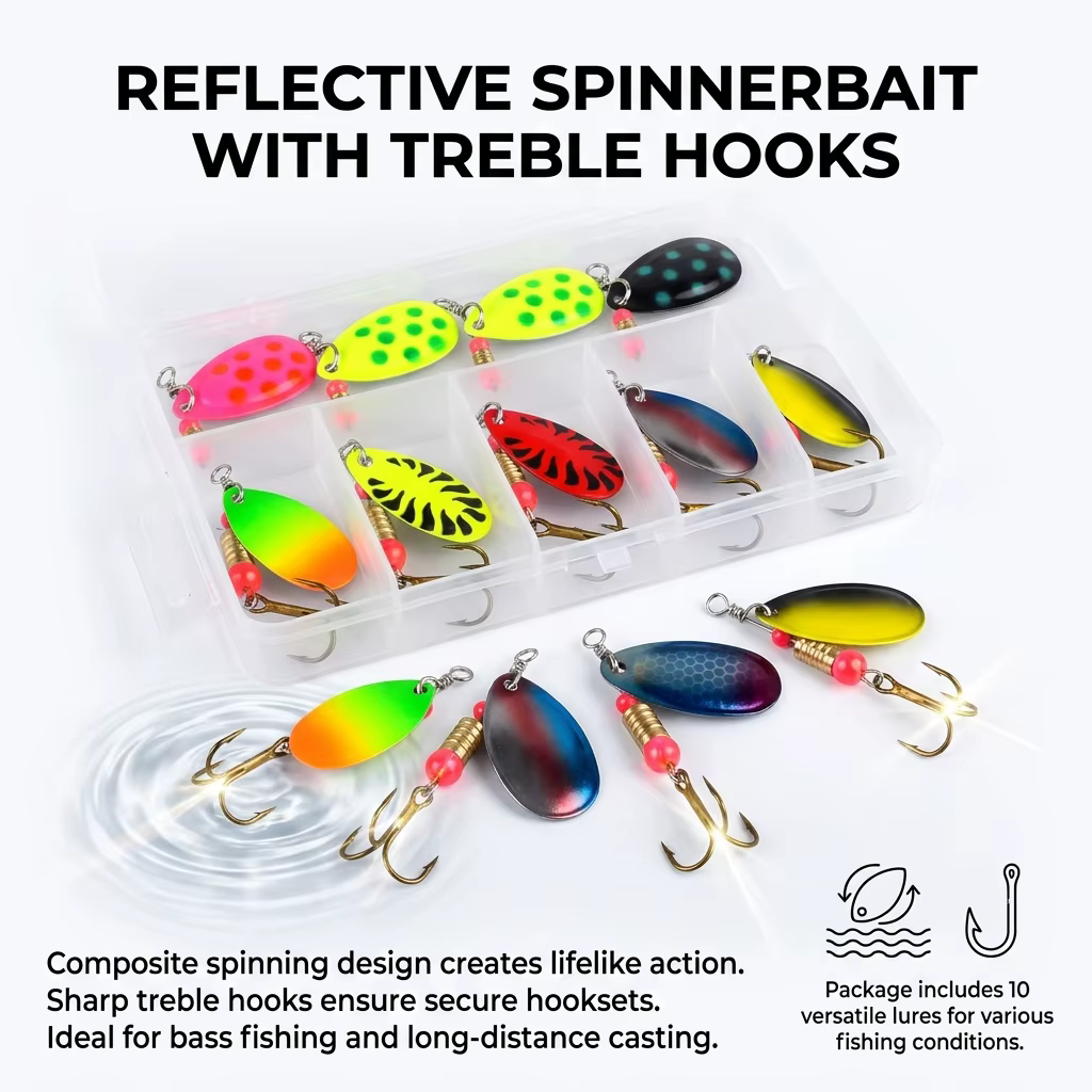 Spinnerbait de aleación con lentejuelas y anzuelos triples - imagen 2