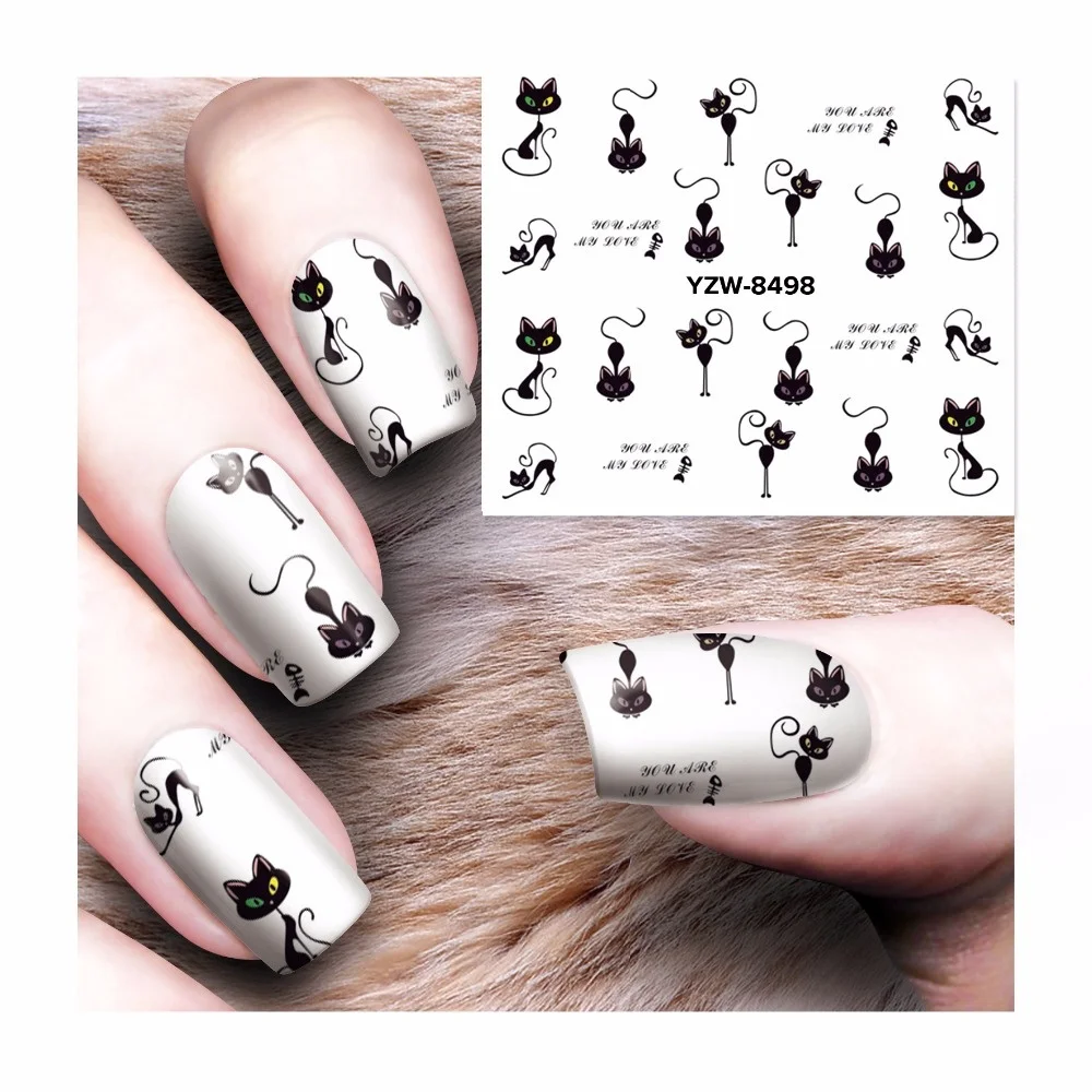 Calcomanías de uñas DIY - Patrones de gato negro - imagen 3