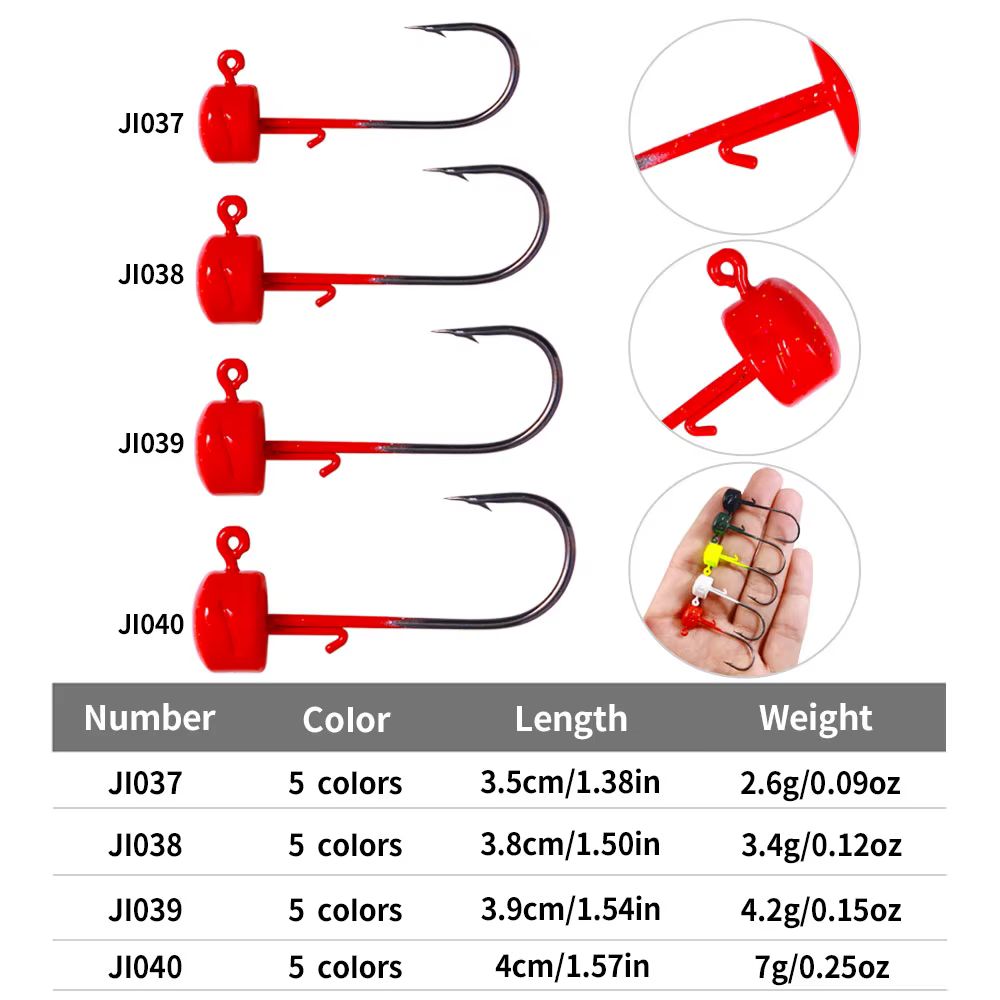 Anzuelos Ned Rig sin malezas cabeza de seta 2,6-7g para vinilo y Lucio