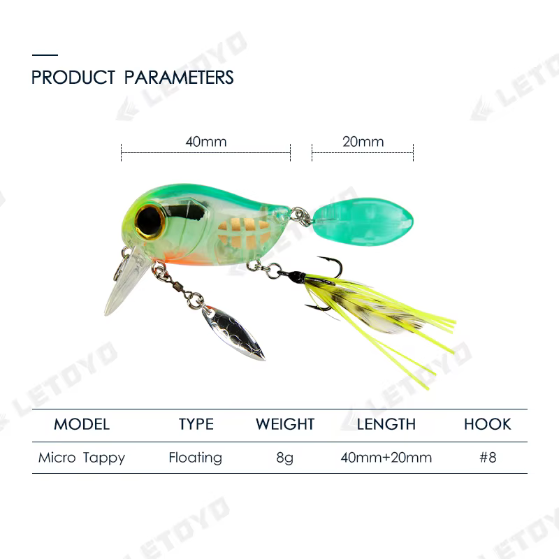 LETOYO Crankbait flotante para trucha y lubina – acción superficie