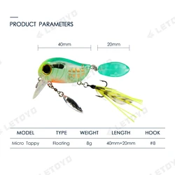 LETOYO Crankbait flotante para trucha y lubina – acción superficie