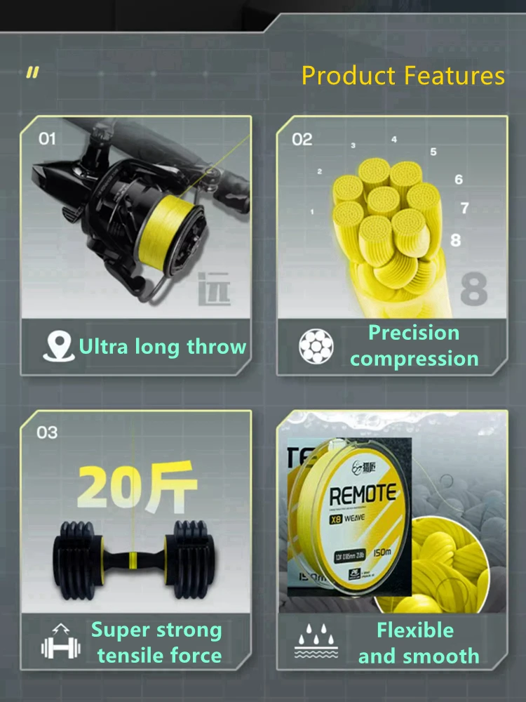 Sedal trenzado Liejiang 8 hebras resistente desgaste - imagen 3