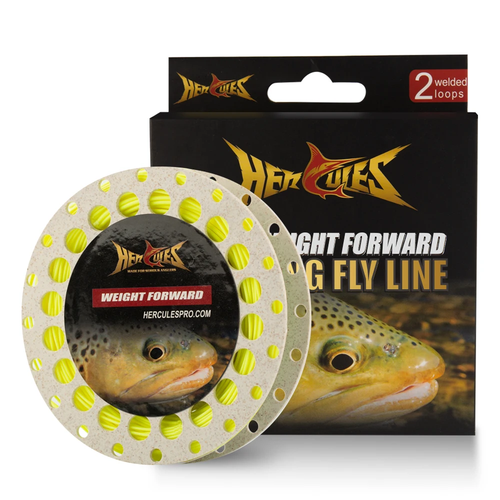 Línea de mosca Hercules WF flotante – Doble bucle soldado amarillo fluorescente - imagen 4