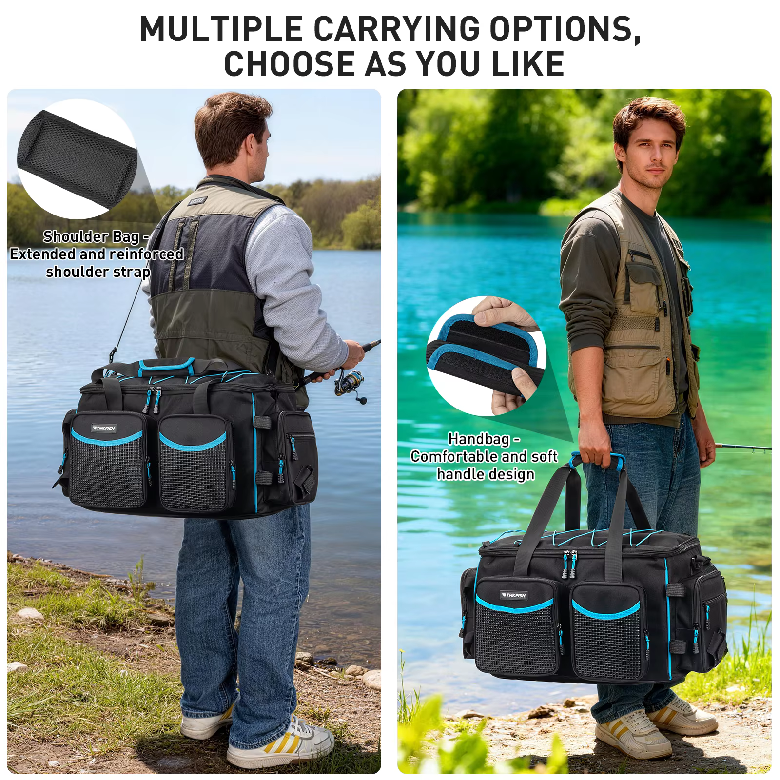 Bolsa bandolera de pesca impermeable con soporte para cañas - imagen 2
