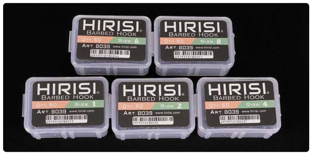 Caja de 50 anzuelos Hirisi 8039 para pesca de carpa
