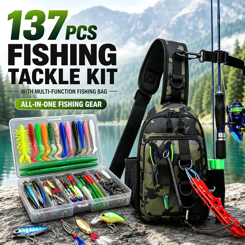Kit de señuelos crankbait, cucharas y jigs con bolsa multifunción - imagen 2