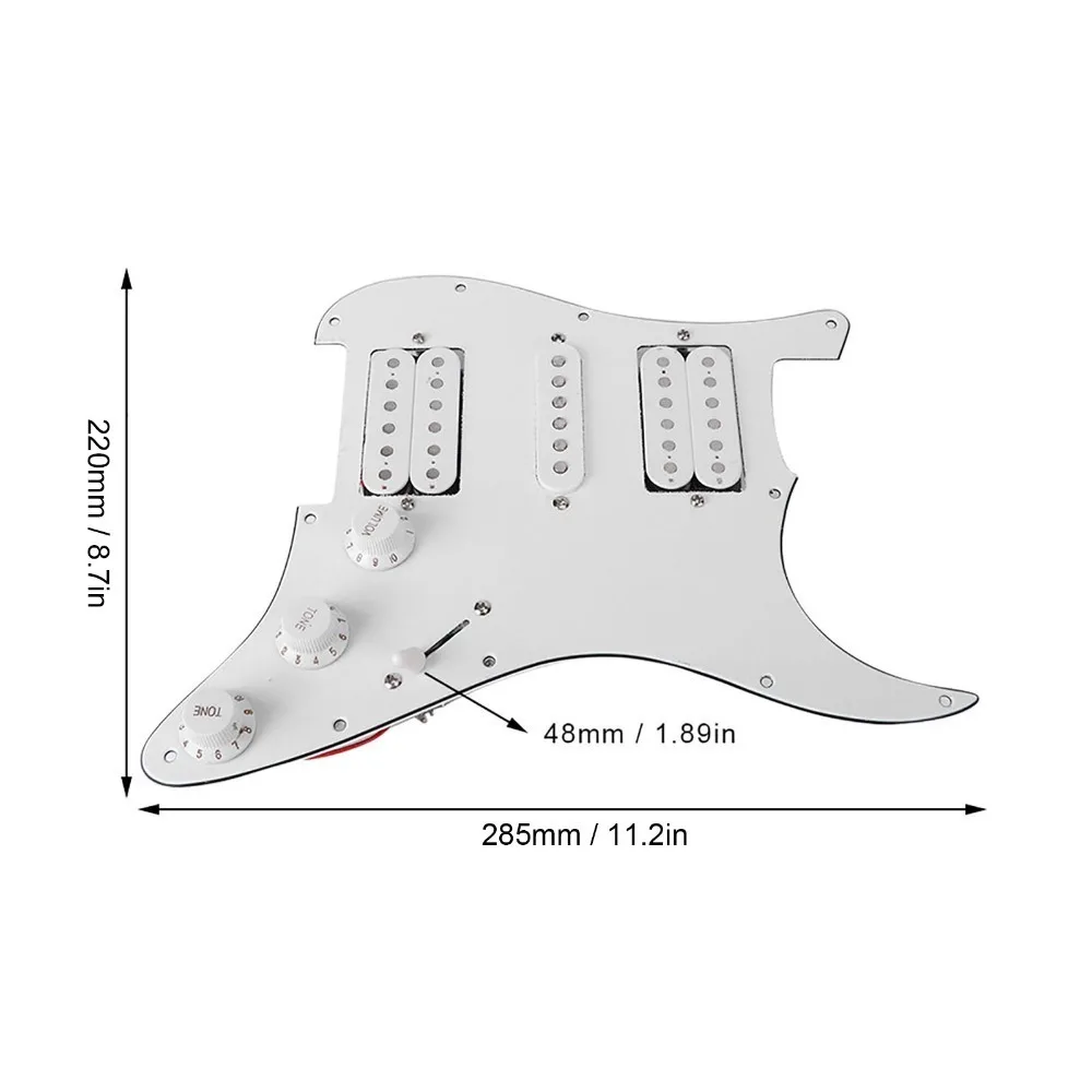 Pickguard precableado HSH Loaded negro con placa de 11 orificios