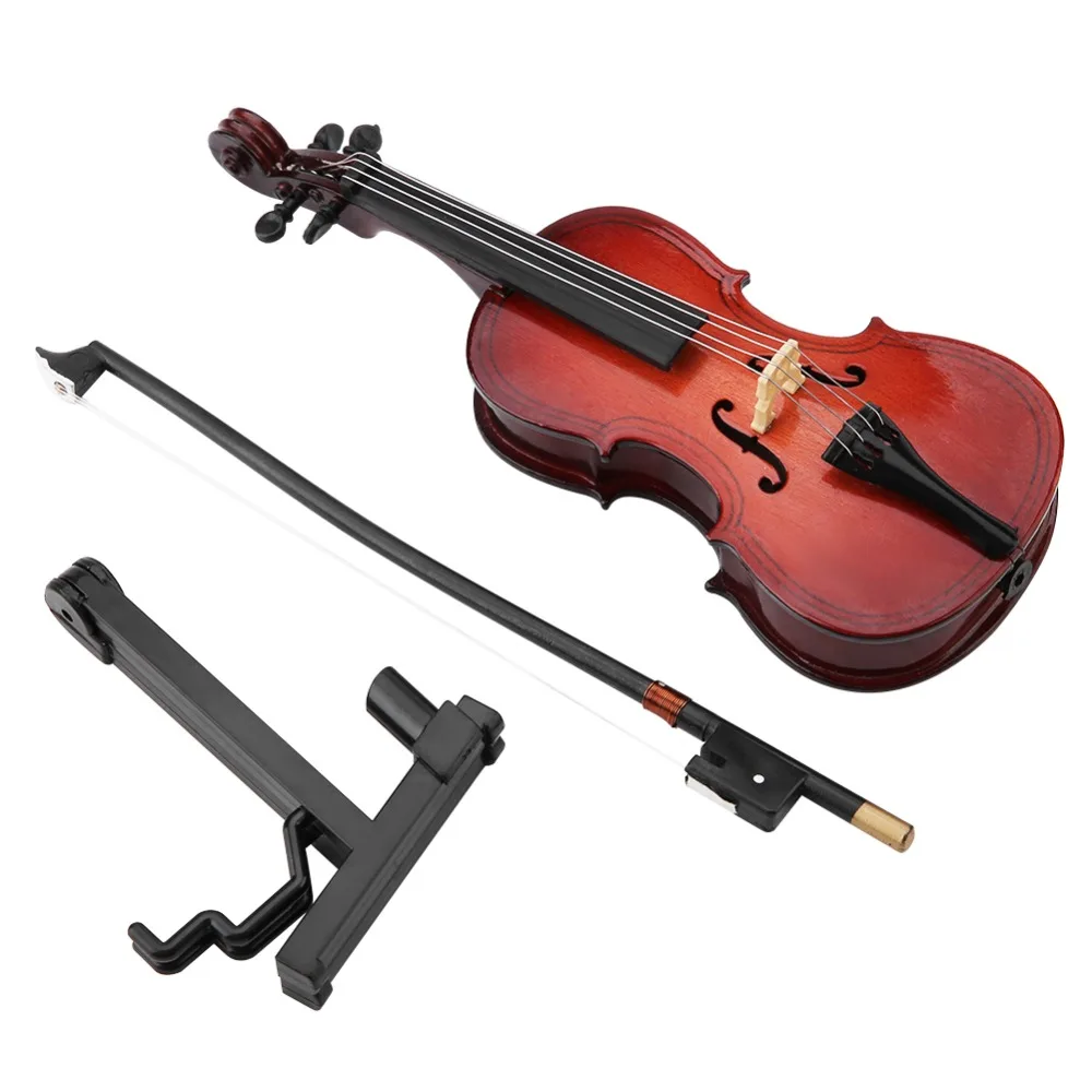 Violoncelo miniatura de madera con estuche, acabado palisandro - imagen 4