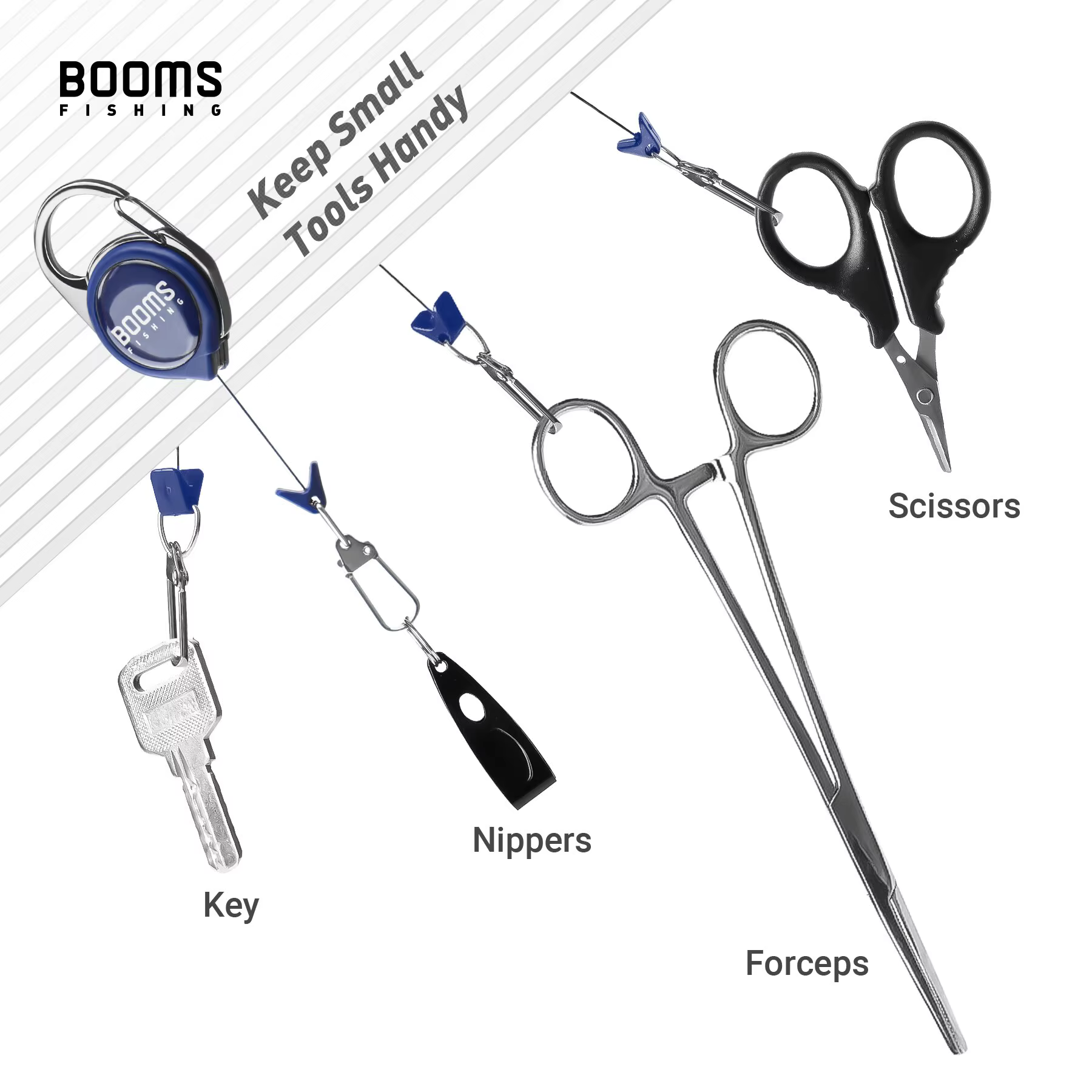 Llavero Retractor Booms Fishing – Antirrobo con resorte para accesorios de pesca - imagen 5