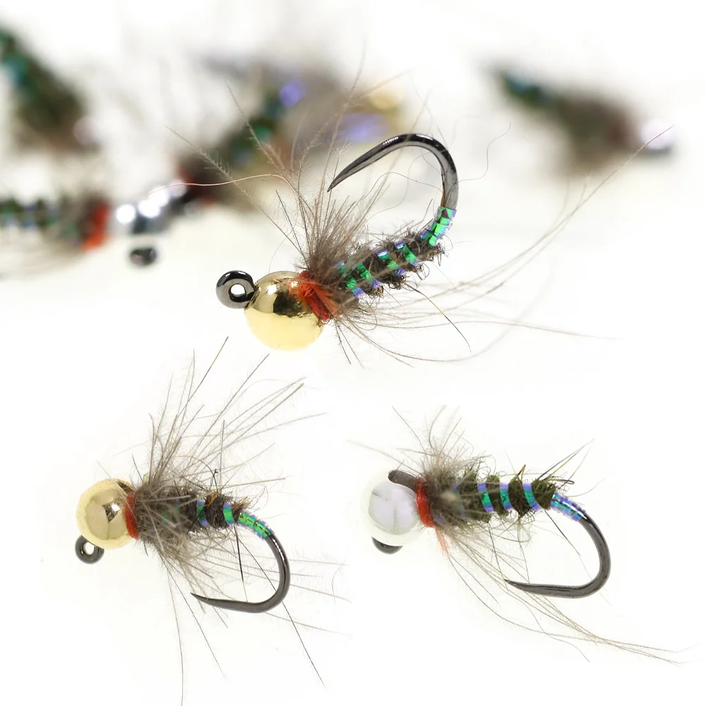 Juego de 4 moscas CDC Jig Ninfa Wifreo con cabeza de tungsteno