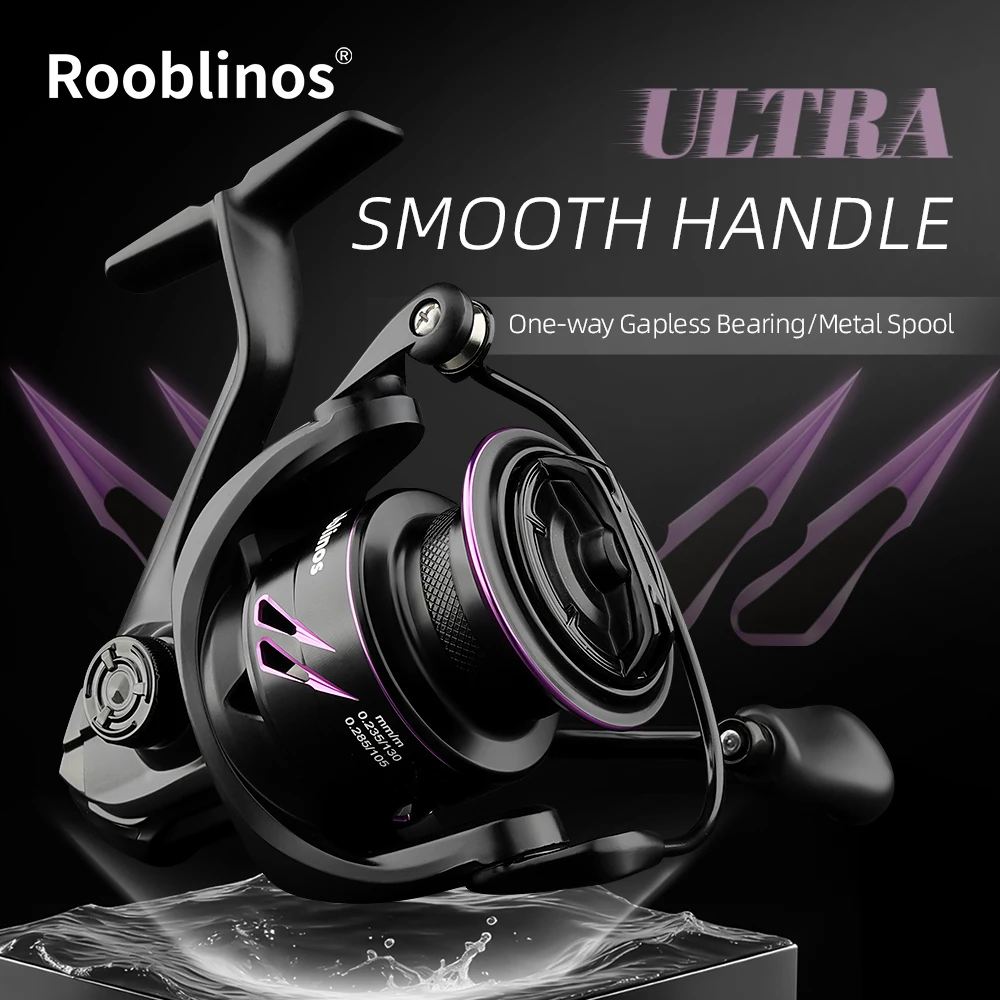 Rooblinos PE Carrete giratorio ultraligero alta velocidad freno potente