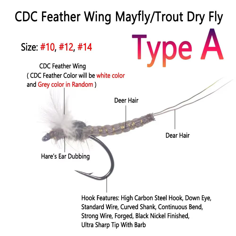 Mosca seca Rocky River CDC Mayfly Grizzly para trucha - imagen 5