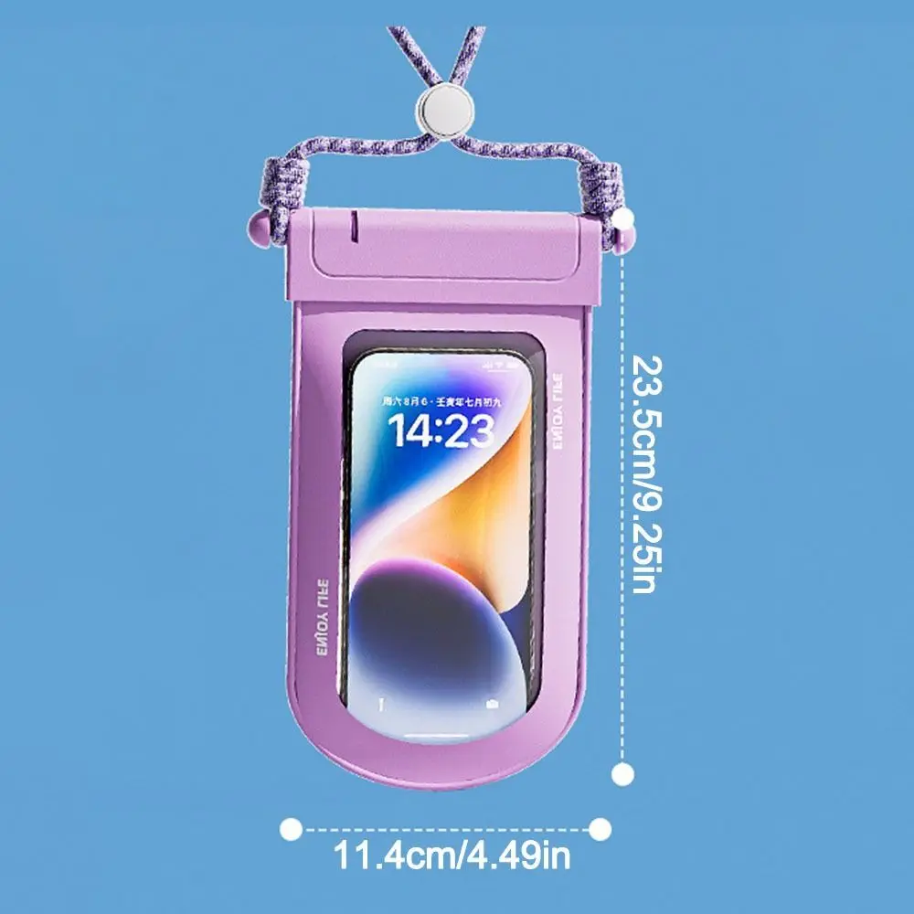Funda impermeable para teléfono cerrada, mostrando el cierre hermético