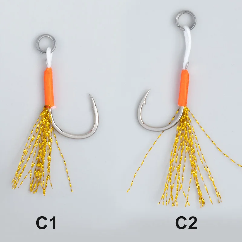 Anzuelos Slow Jigging con púas Obsession HK051 - Pluma e hilo - imagen 5