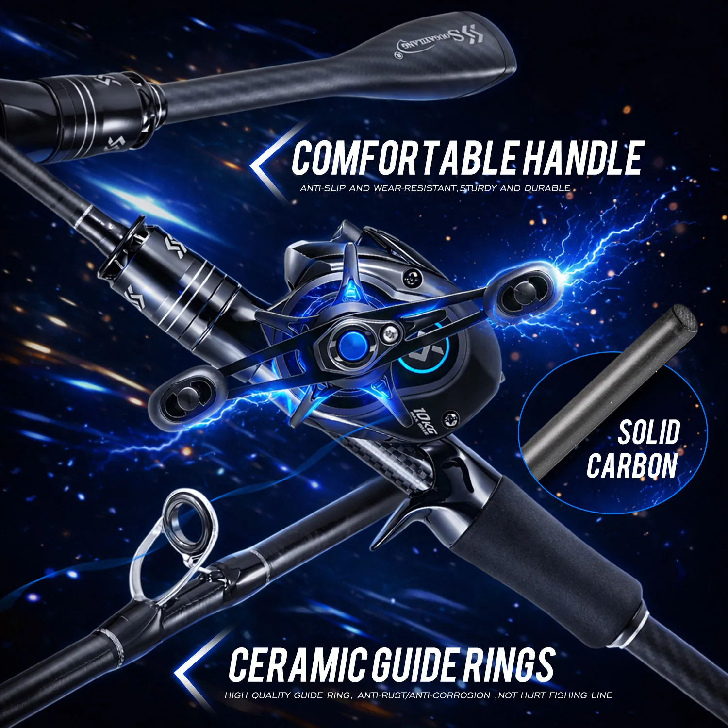 Sougayilang DC Baitcasting para lubina: combo caña carbono y carrete - imagen 2