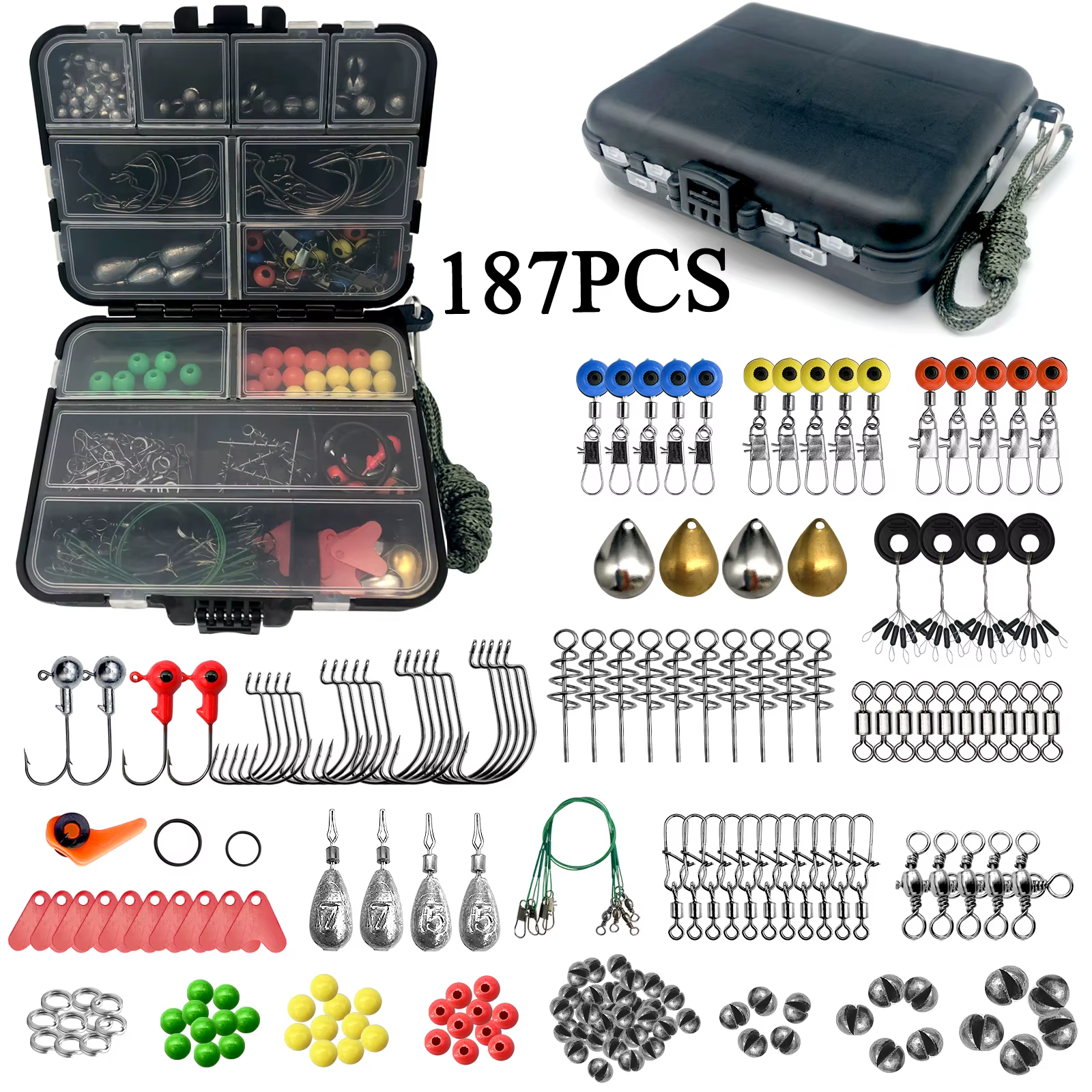 Kit Aparejos de Pesca con Caja – Anzuelos, Plomos y Cebo - imagen 2