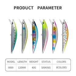 Señuelo Minnow 120S Hundido para Lubina en Agua Salada