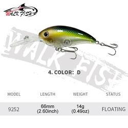 WALK FISH Crankbait flotante para lubina con anzuelos triples