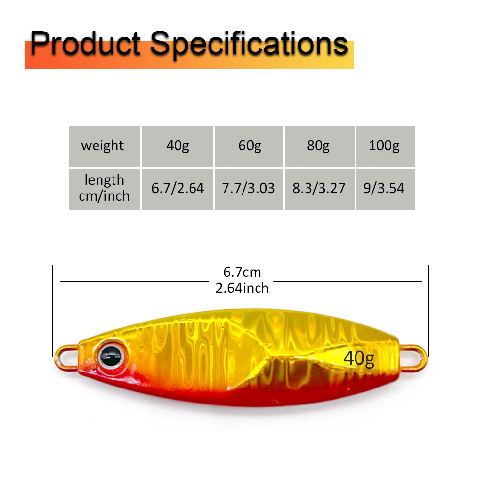 JEKEKU señuelos jigging lento 40g 60g 80g 100g