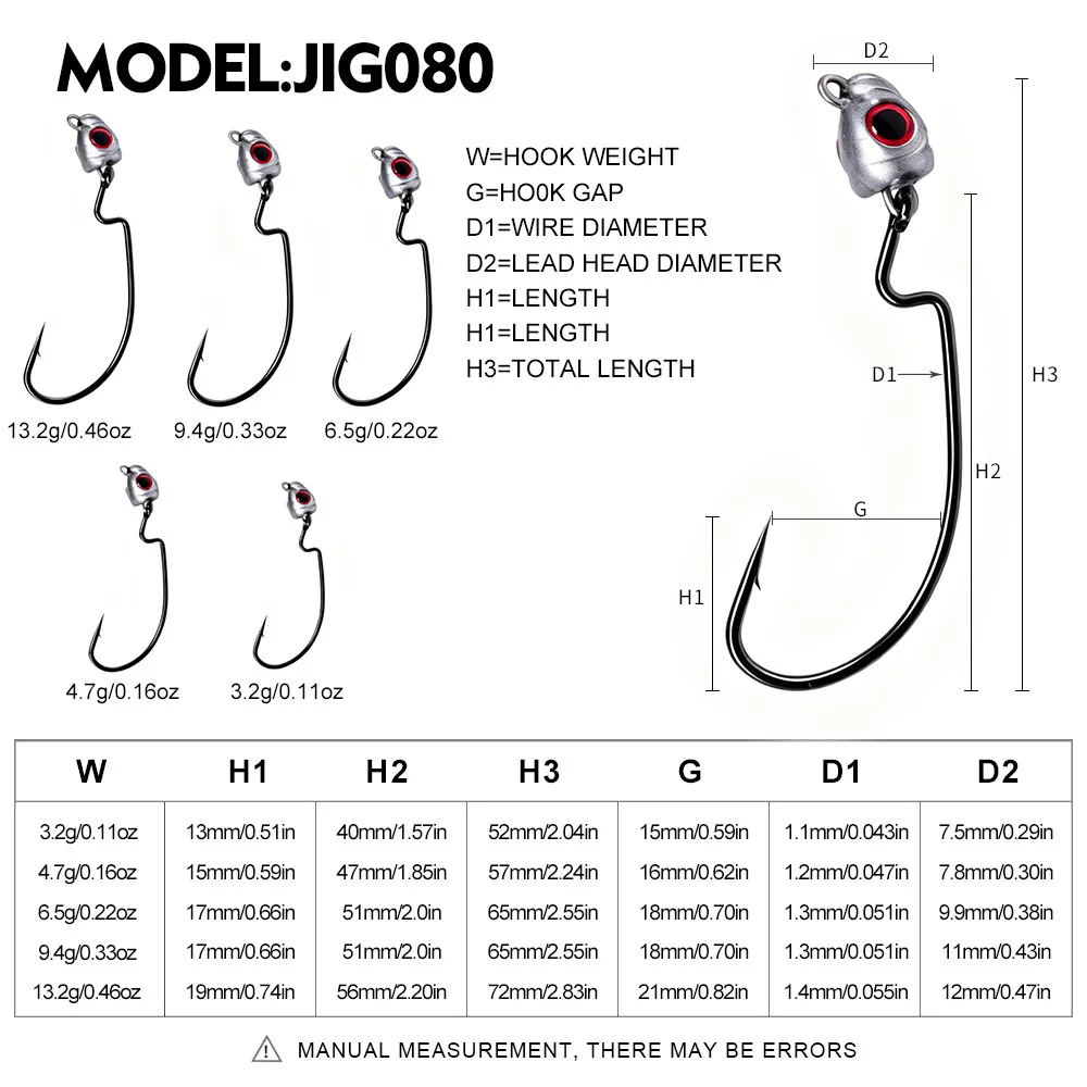 LHFSH Offset Crank Jig Head para Texas Rig con ojo simulado - imagen 4