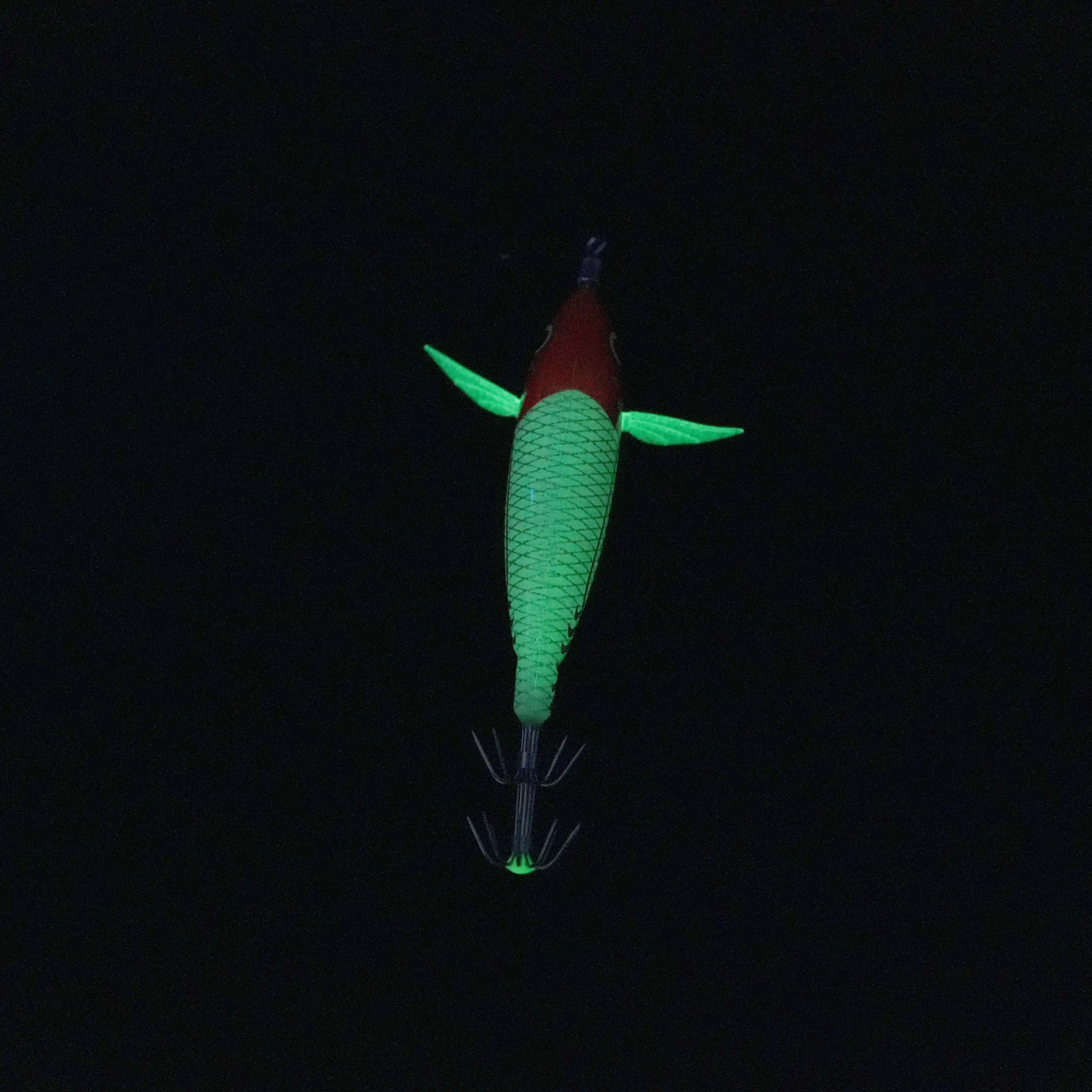 Señuelo BRAVMACK Red Head Scale Squid Jig luminoso aleta salada