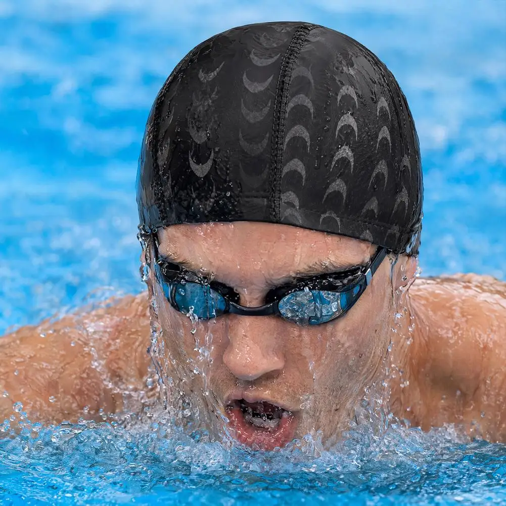 Gorro de natación antideslizante y transpirable de tela elástica