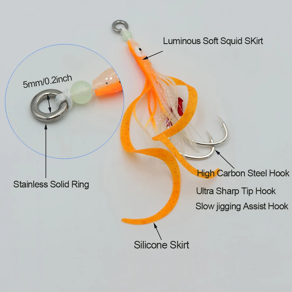 ICERIO señuelo calamar con falda UV luminoso para jigging y salada - imagen 4