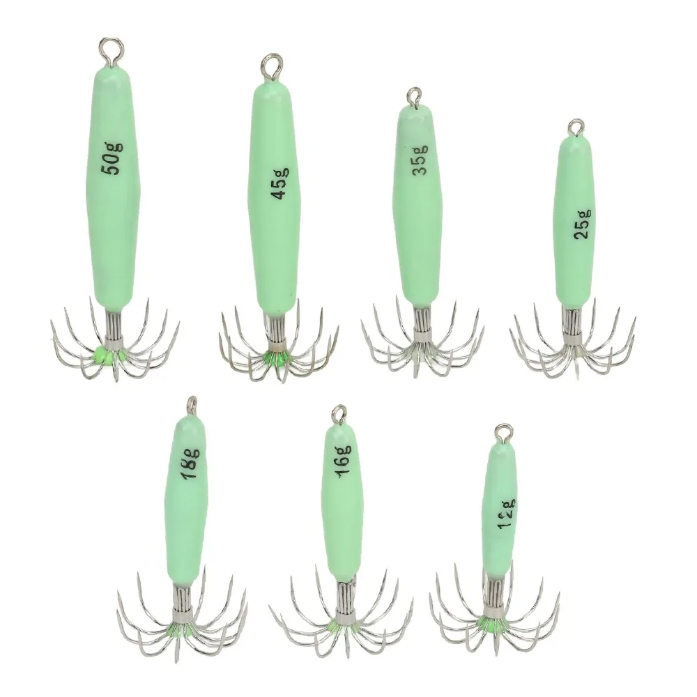 Jigs para calamar luminosos con agujas duraderas, agua salada - imagen 4