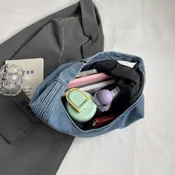 Bolso de hombro denim japonés gran capacidad para mujer