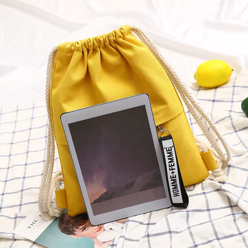Mochila de lona con cordón – Bolso escolar para viaje unisex - imagen 3