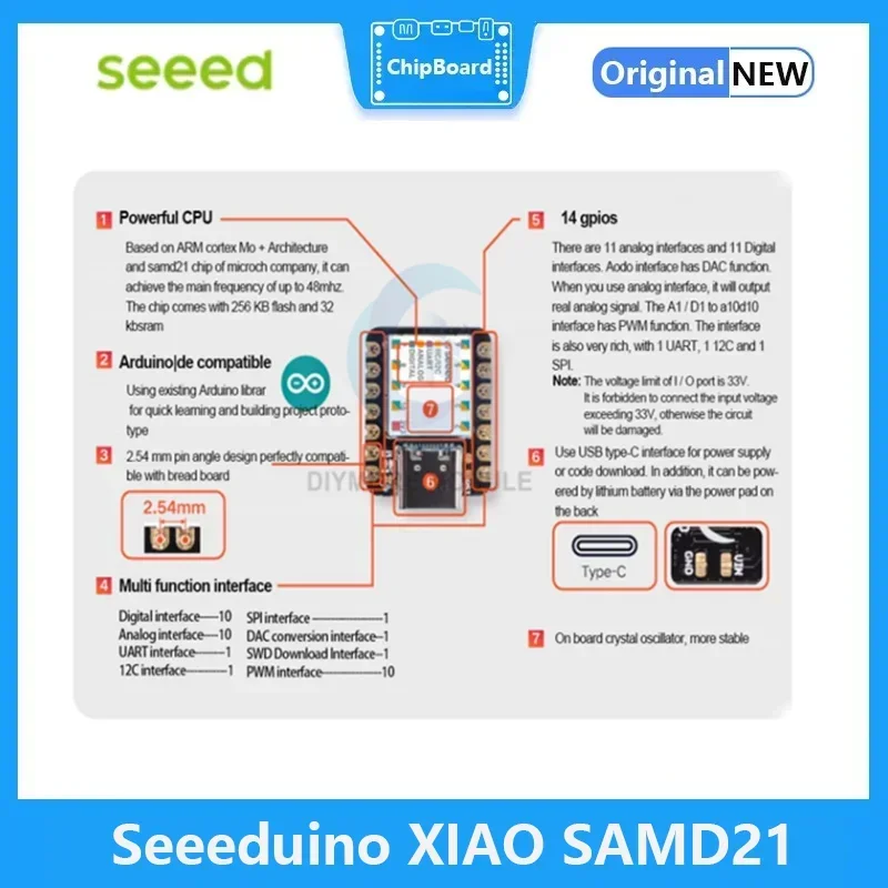 Seeeduino XIAO SAMD21 interfaz SPI I2C para Arduino IDE Tipo C - imagen 3