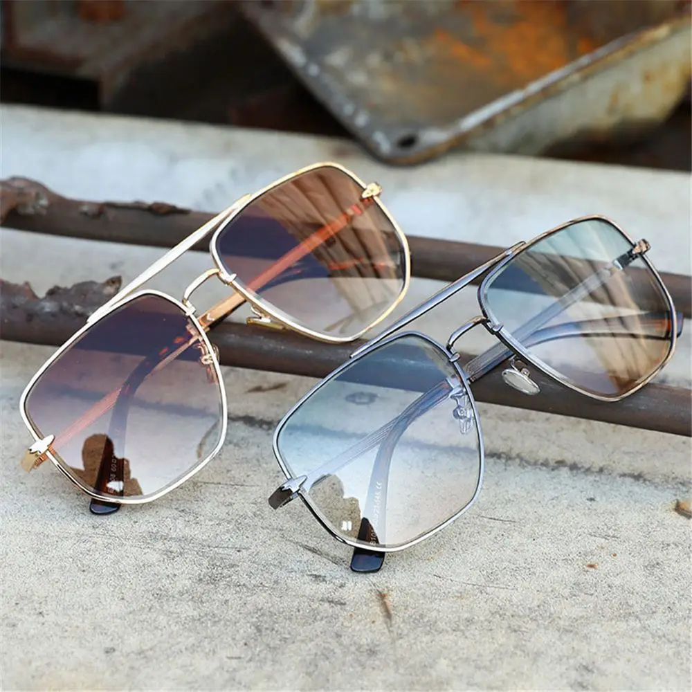 Gafas de sol UV400 montura metálica gran tamaño poligonales - imagen 4