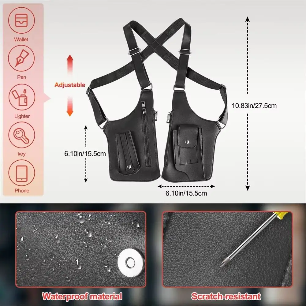Chaleco antirrobo multifuncional con bolsillo oculto de cuero - imagen 3