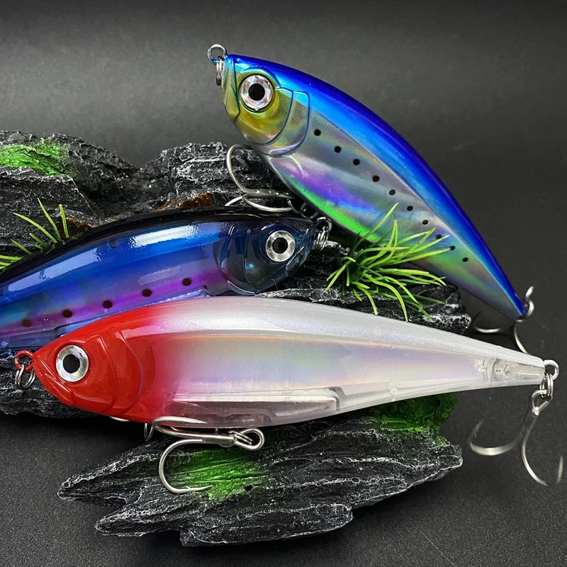 Twitchbait de agua salada 3D flotante para pesca al lance
