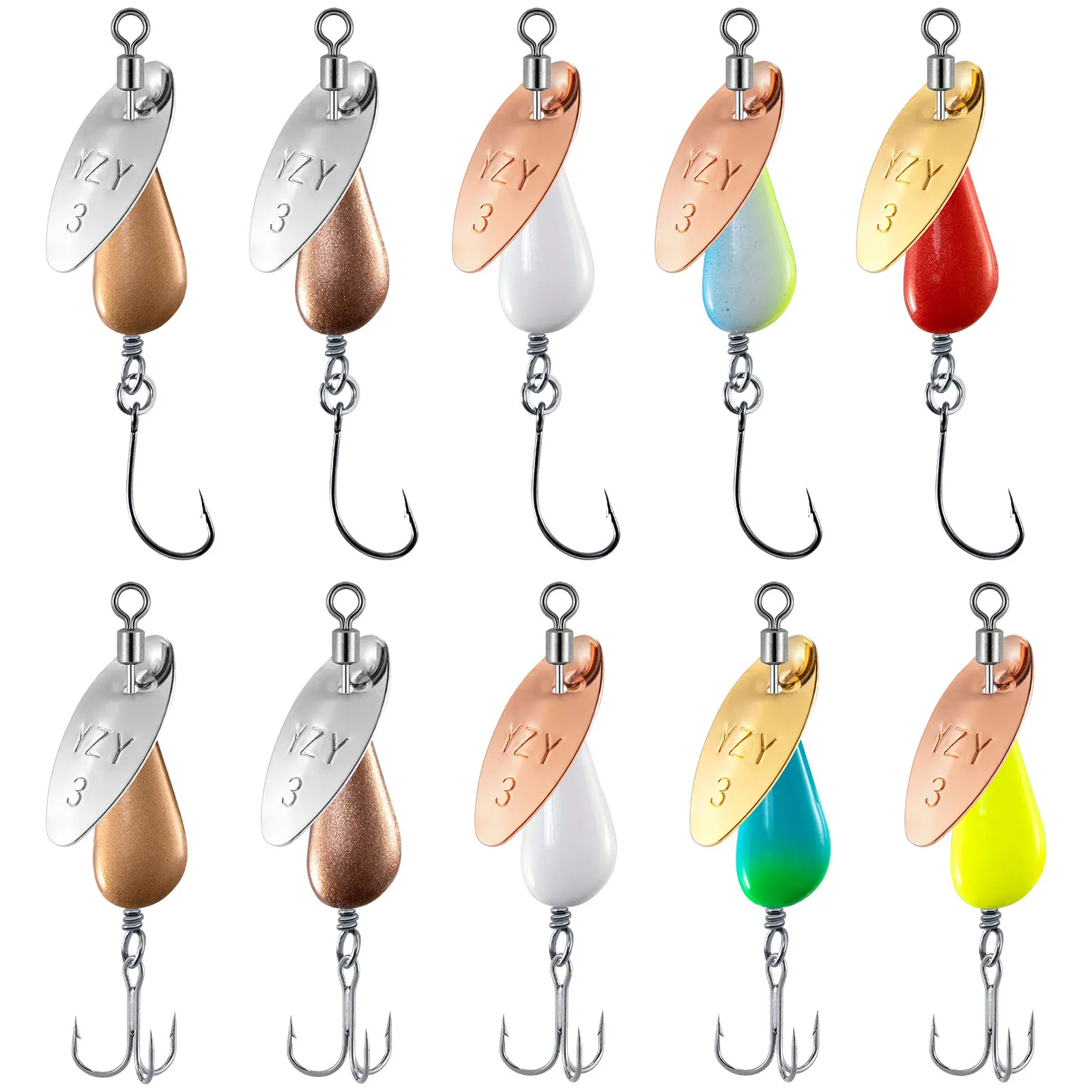Spinnerbait de metal con anzuelo individual para lubina y pez pan