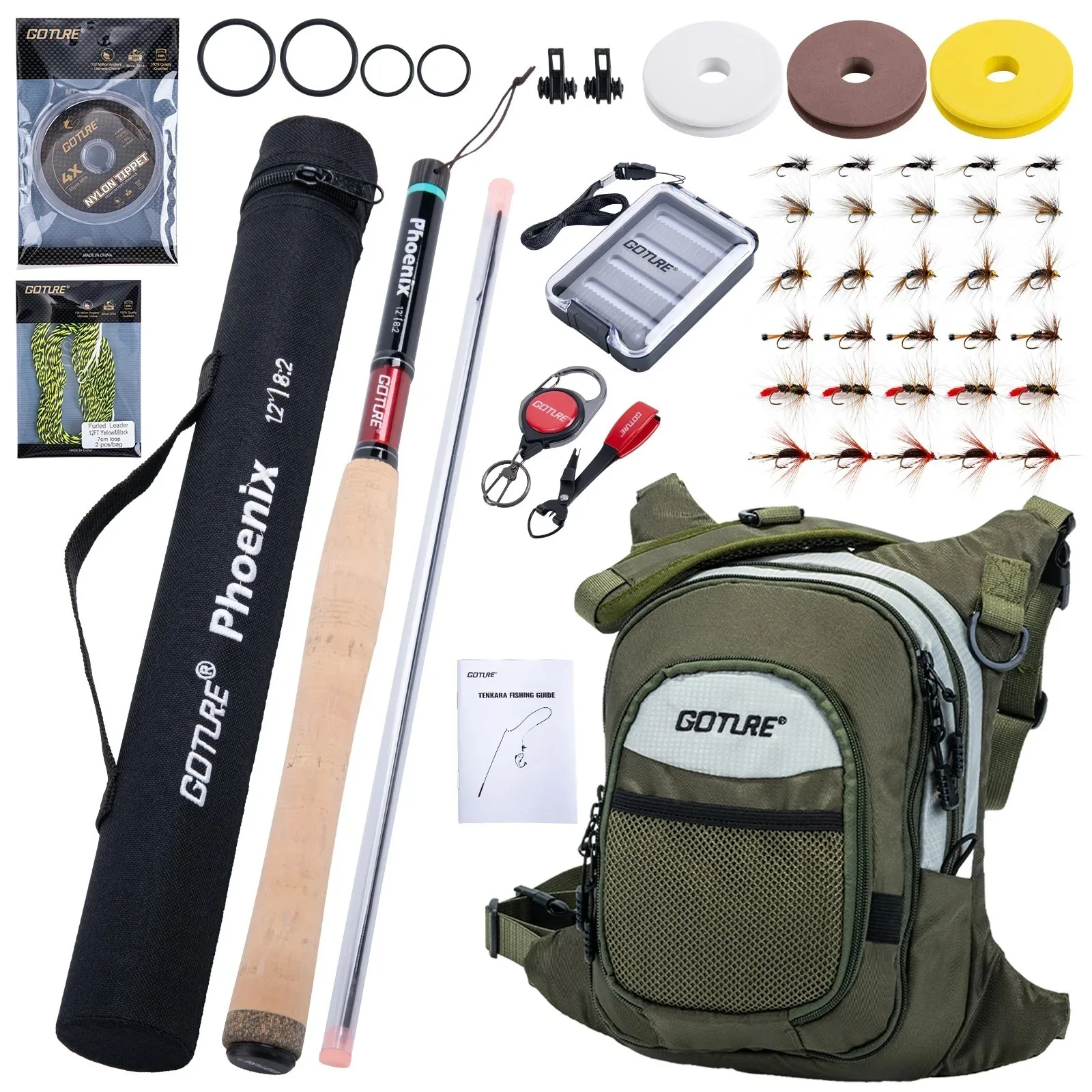 Goture equipo Tenkara para pesca con mosca – caña 3,6 m trucha - imagen 4
