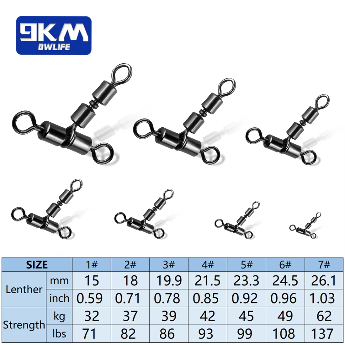 Giratorio triple de pesca con clip-conector – Para línea cruzada - imagen 4