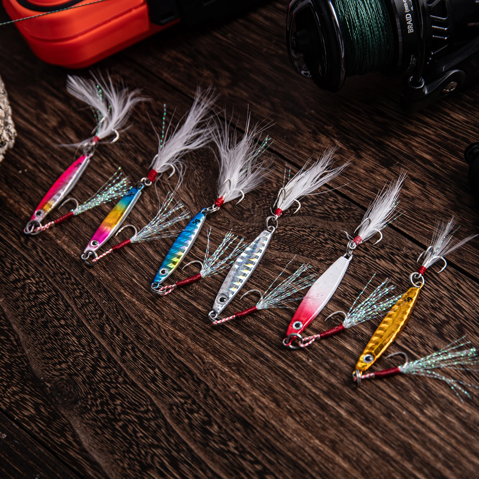 Goture señuelo jigging metálico con pluma y anzuelo triple para pesca - imagen 2