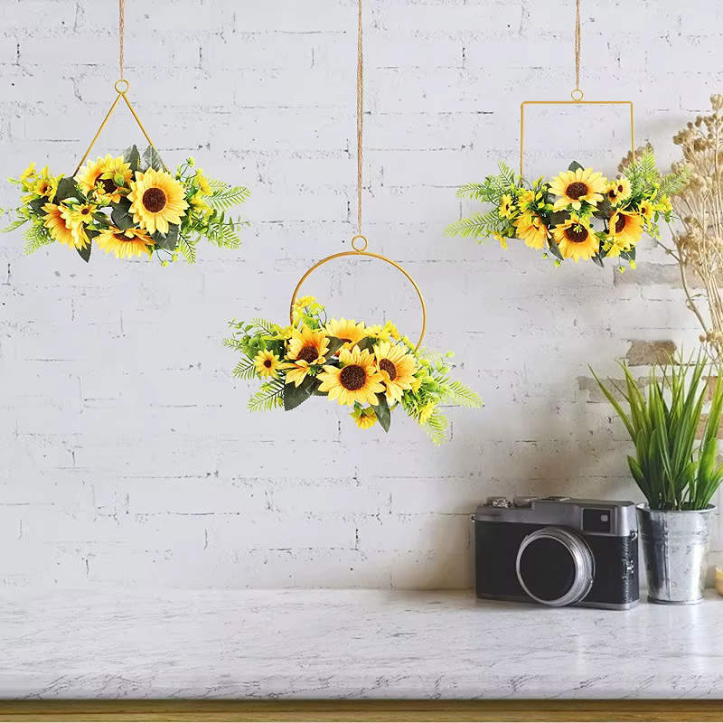 Corona DIY marco decorativo con flores rosas y detalles de ágata