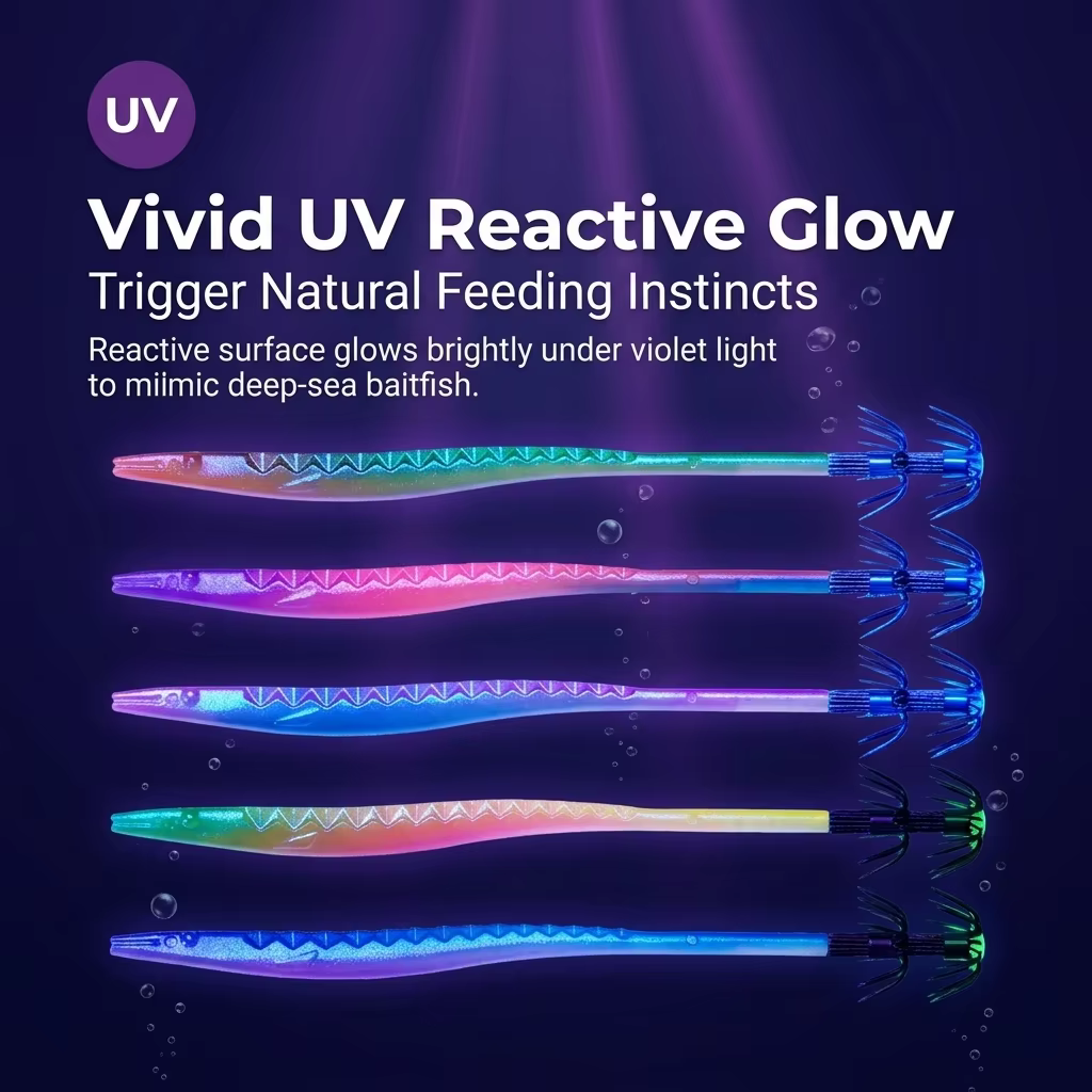 Egis UV para Calamar 11cm – Luminosos para Pesca Nocturna en Agua Salada - imagen 5