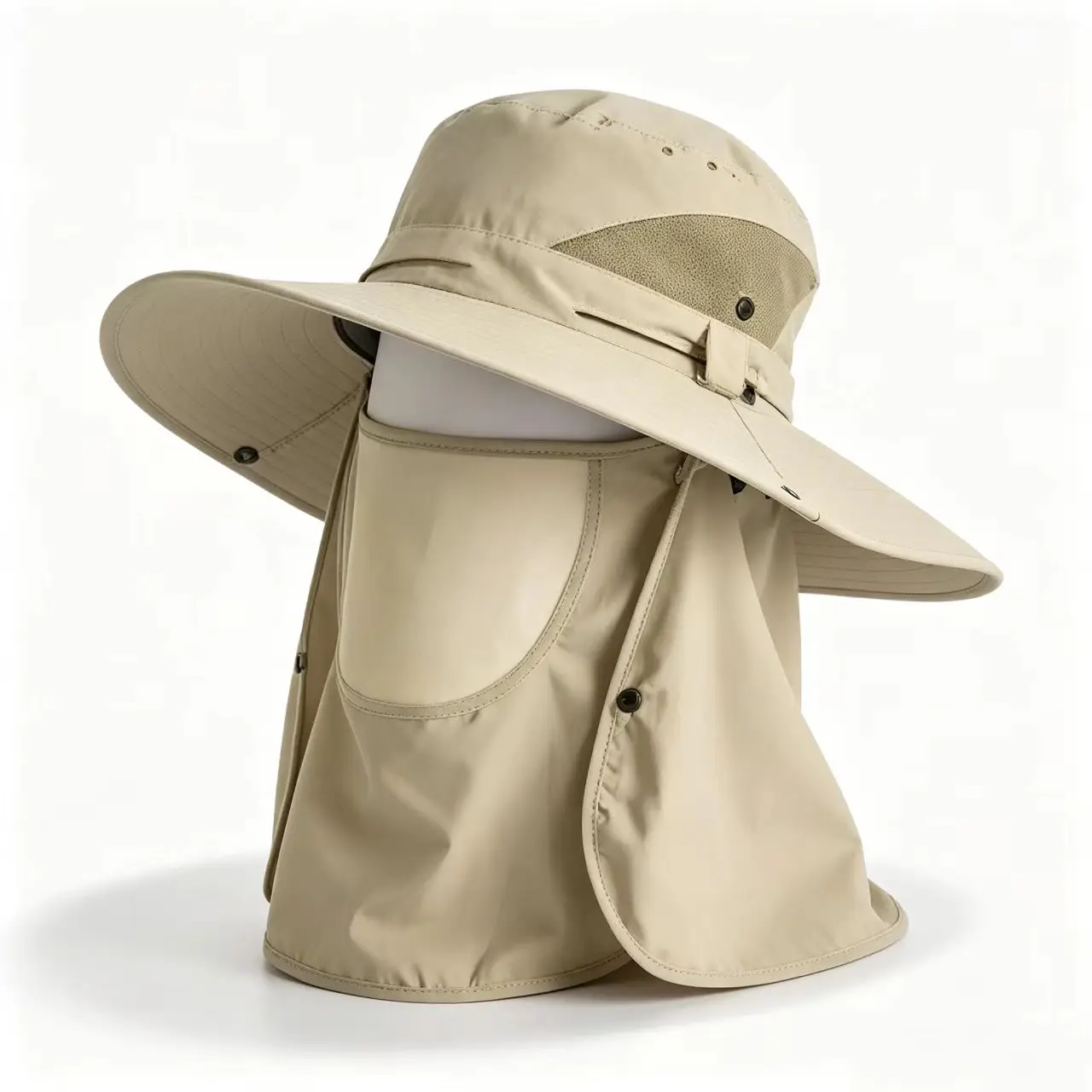 Sombrero anti-UV transpirable con máscara facial extraíble y visera
