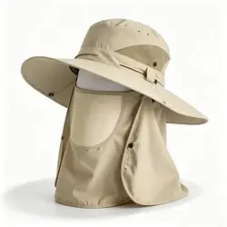 Sombrero anti-UV transpirable con máscara facial extraíble y visera