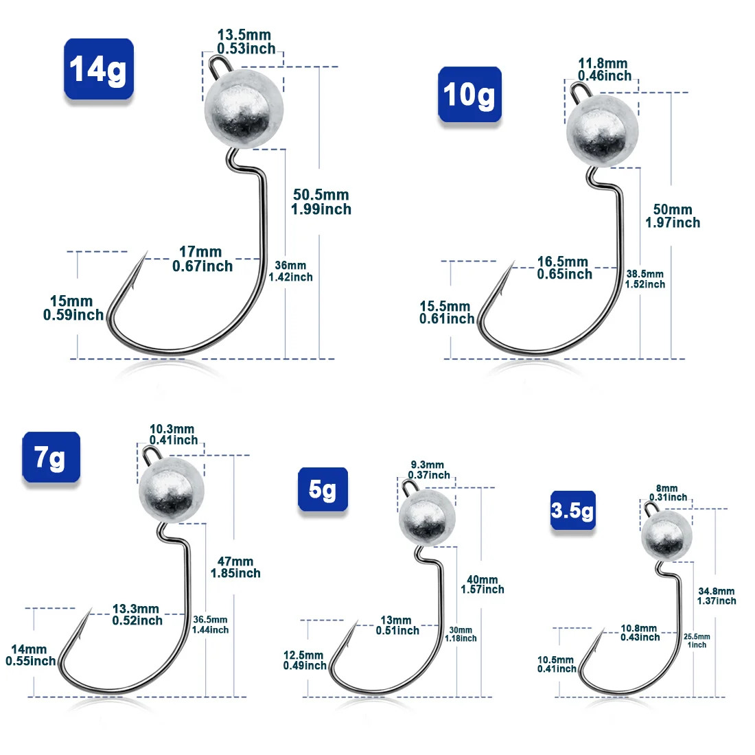 Jig Head anchos para lubina y carpa - Agua salada - imagen 2