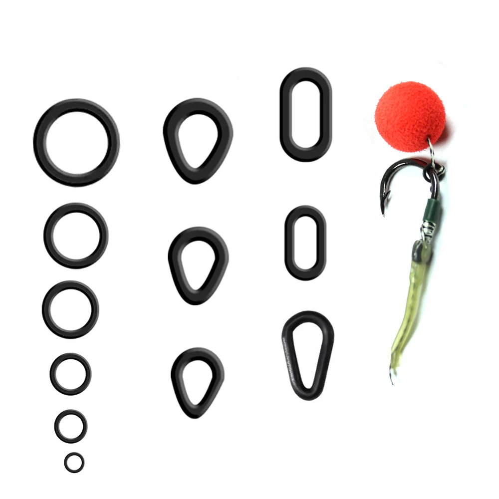 Anillos de plataforma de pelo para pesca de carpa en negro mate