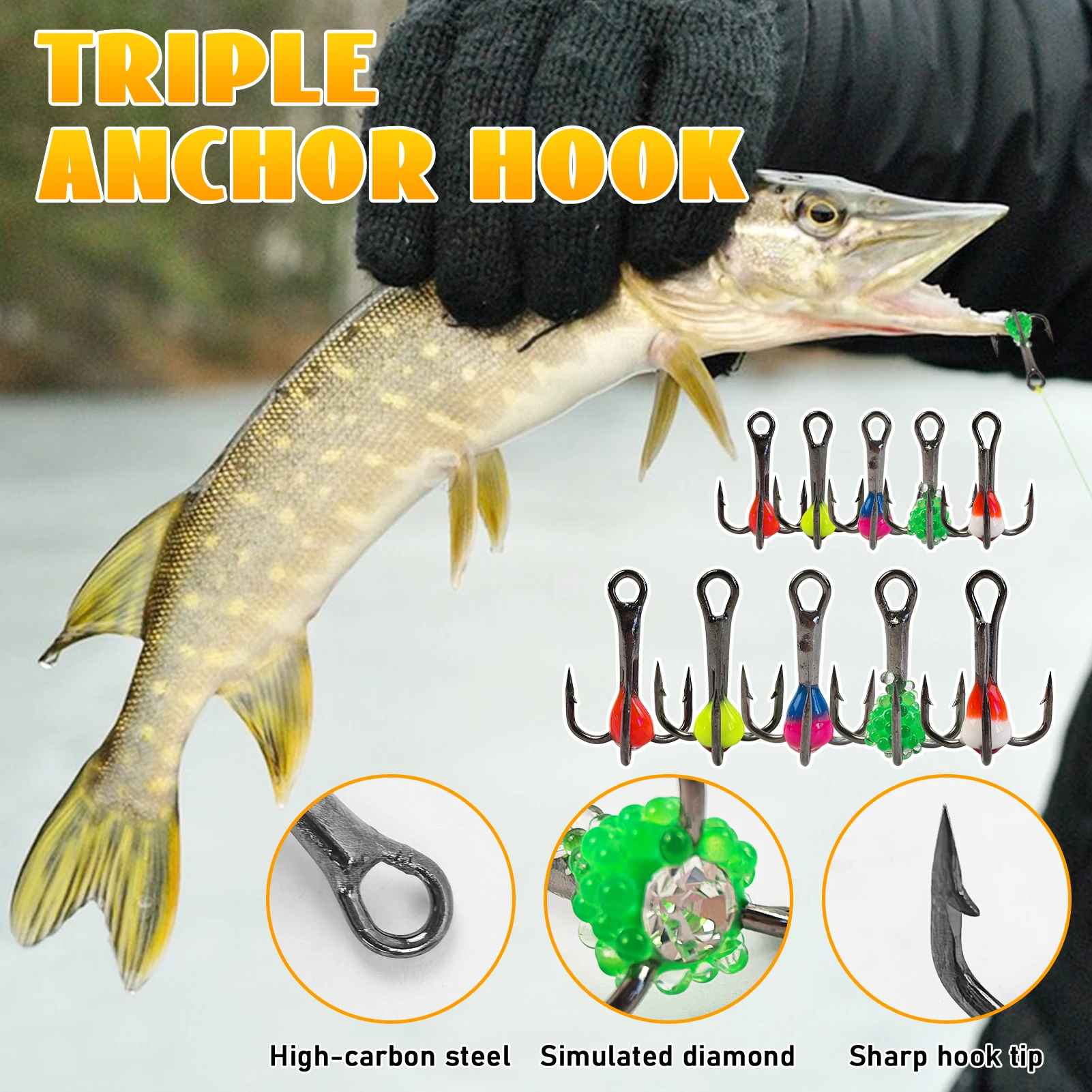 FREE FISHER Kit pesca en hielo: caña telescópica en tramos y anzuelos - imagen 2